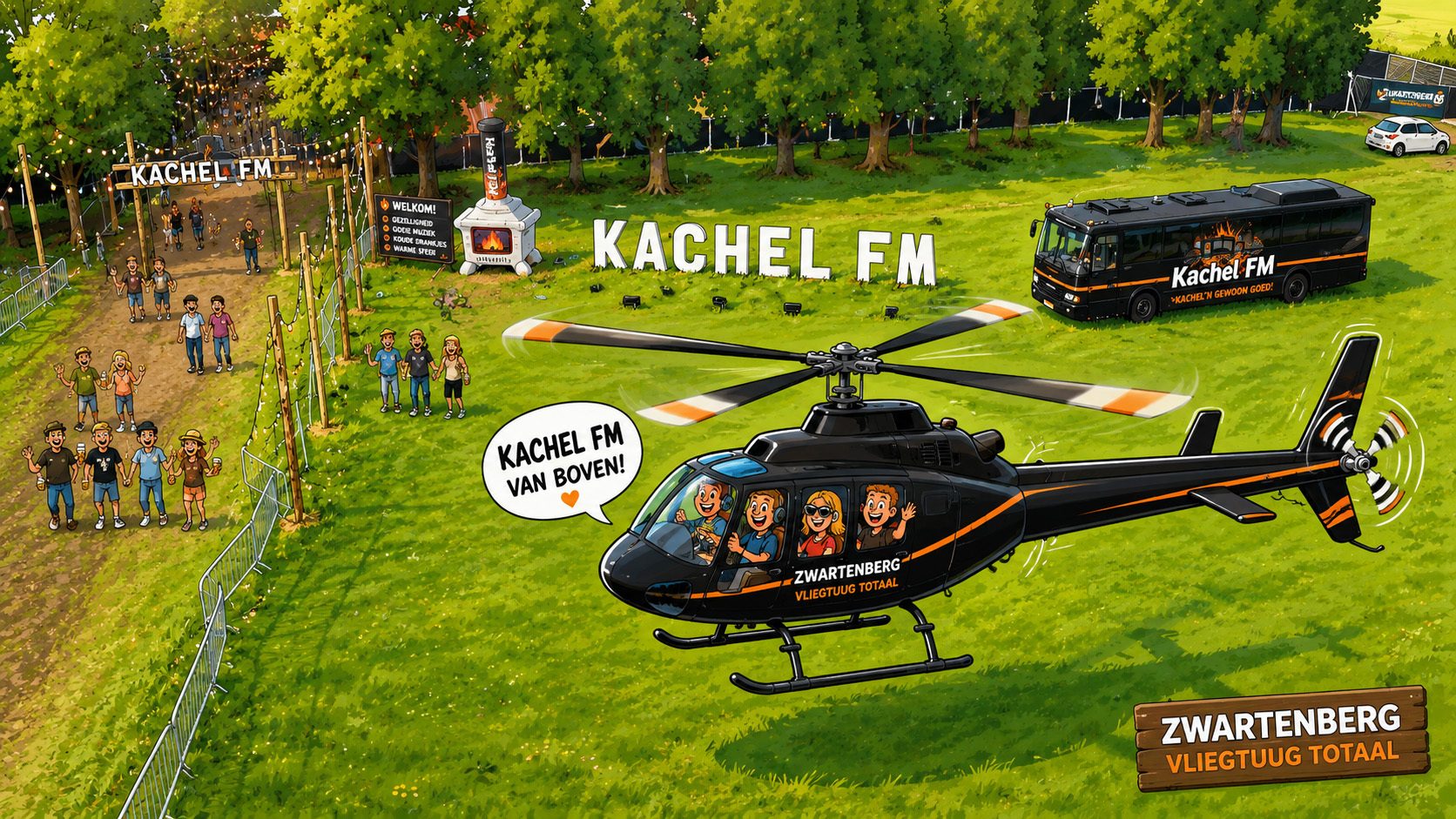 Vlucht in heli bij Kachel FM!